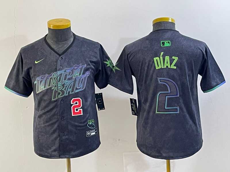 Youth Tampa Bay Rays #2 Yandy Diaz Charcoal 2024 City Connect Player Number Limited Cool Base Jerseys,We sell and wholesale Youth Tampa Bay Rays #2 Yandy Diaz Charcoal 2024 City Connect Player Number Limited Cool Base Jerseys on line form chian!